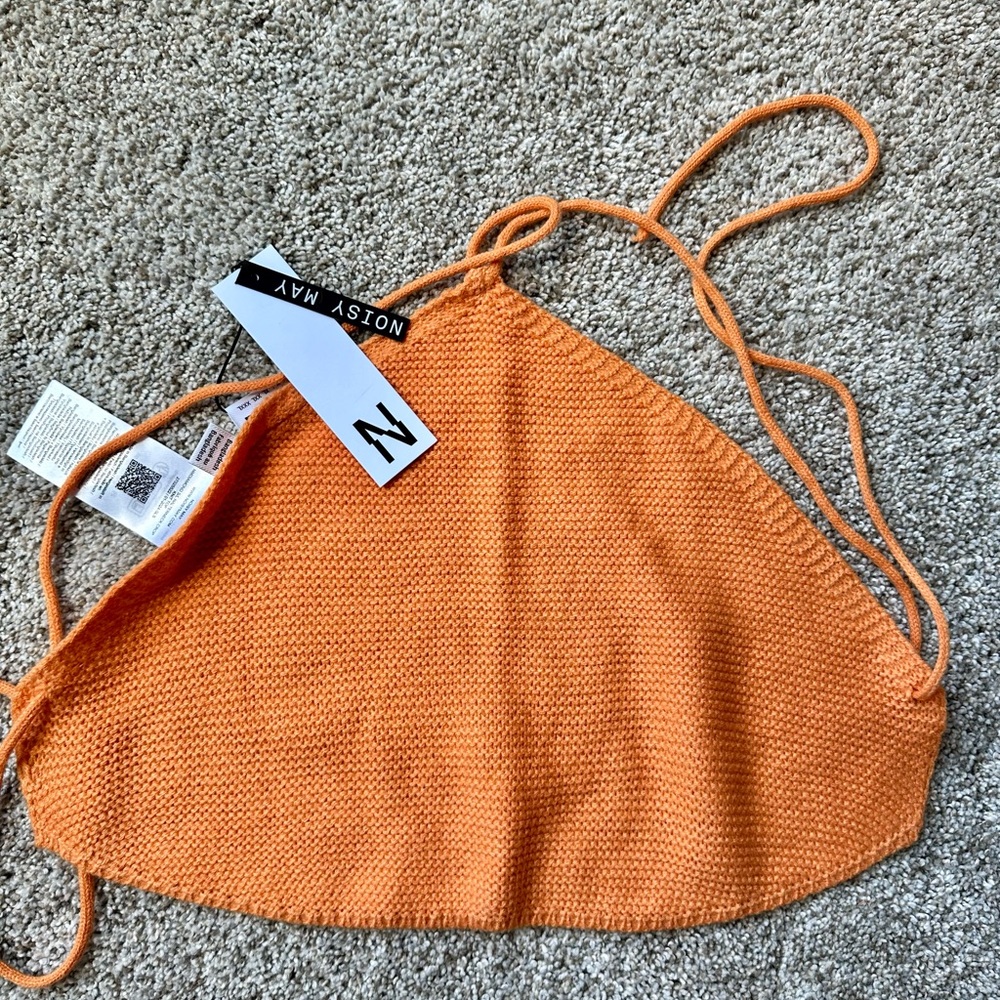 Noisy May Halter Neck Knit Crop Top